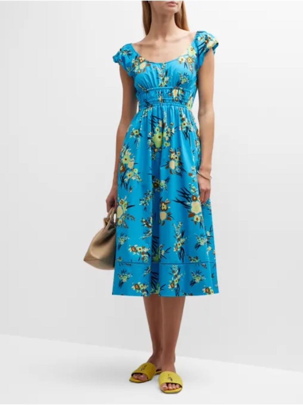 Tory Burch Blue Floral Midi Dress